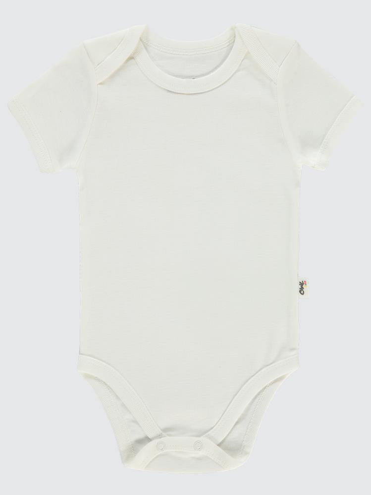 Civil Baby Düz Kısa Kol 3 lü 3-9 Ay Çıtçıtlı Badi - Beyaz