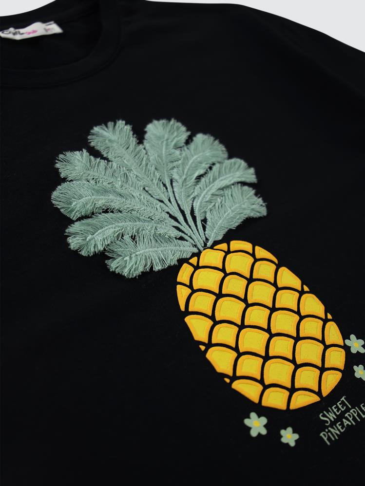 Civil Girls Ananas Baskılı 6-9 Yaş Takım - Siyah