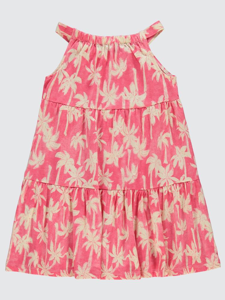 Civil Girls Pamiye Desenli 6-9 Yaş Elbise - Pembe