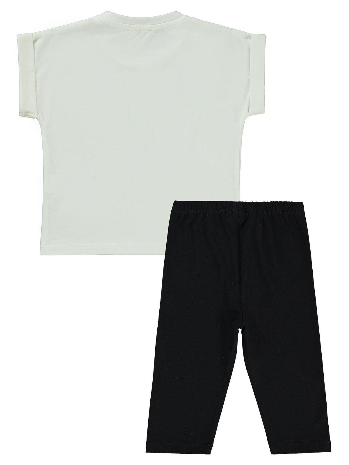 Civil Girls Simli Unicorn Baskılı 2-5 Yaş Takım - Ekru