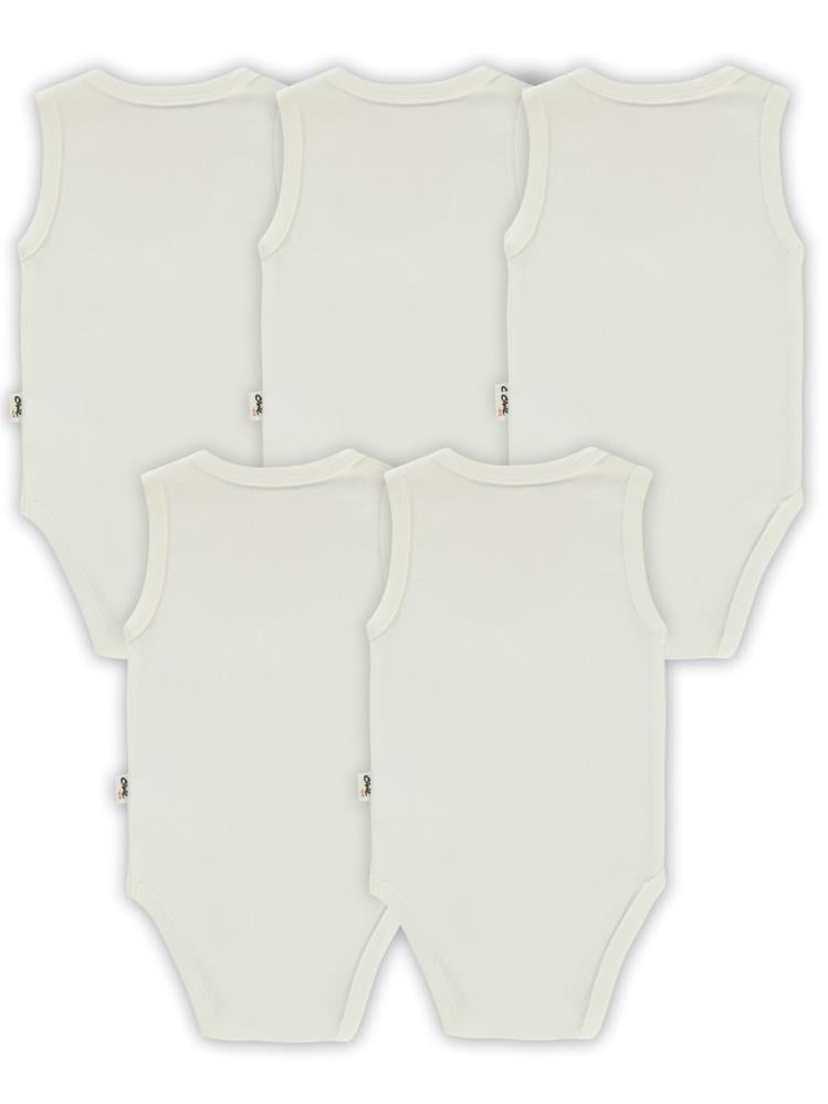 Civil Baby 5 li Düz Basic Sıfır Kol 0-1 Ay Çıtçıtlı Badi - Beyaz