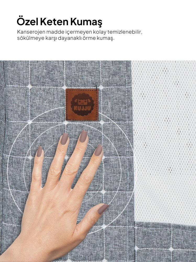 Kujju Elegance Cibinlikli Anne Yanı Sallanır Beşik - Gri