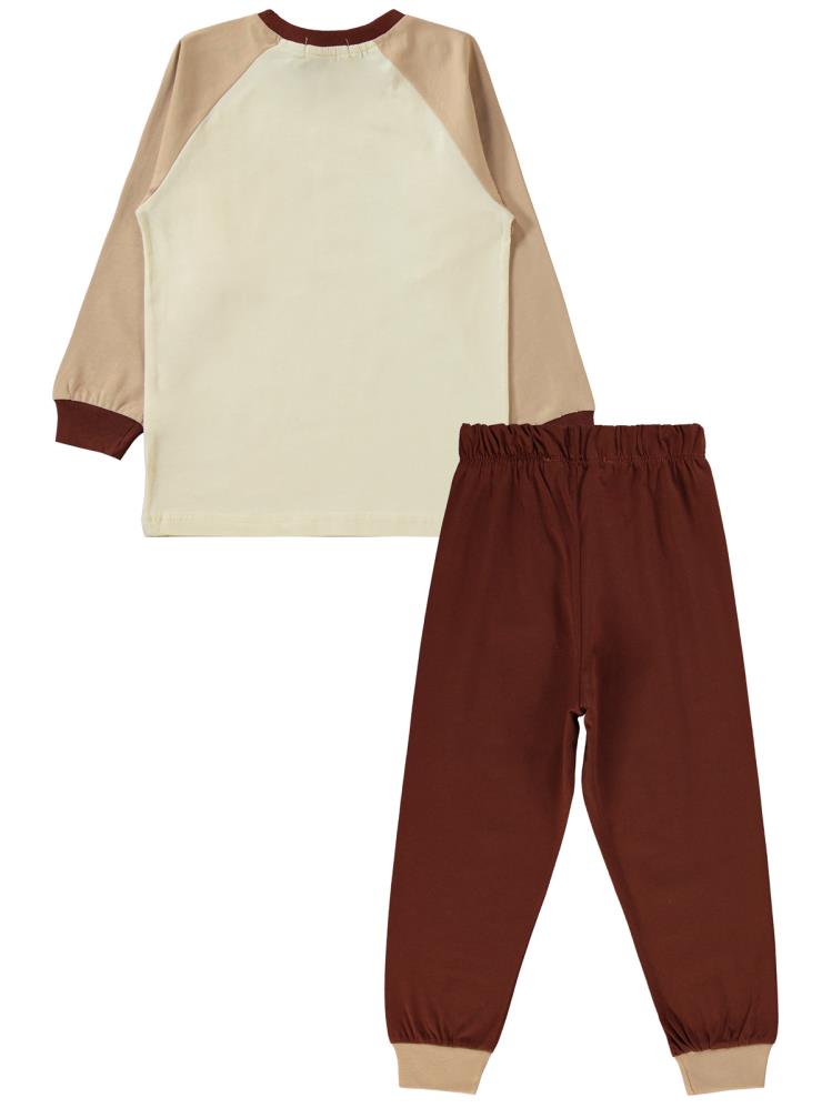 Civil Boys Bear Baskılı 2-5 Yaş Pijama Takımı - Kahverengi