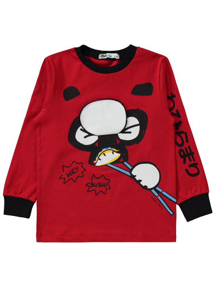 Civil Boys Panda Baskılı 2-5 Yaş Pijama Takımı - Kırmızı