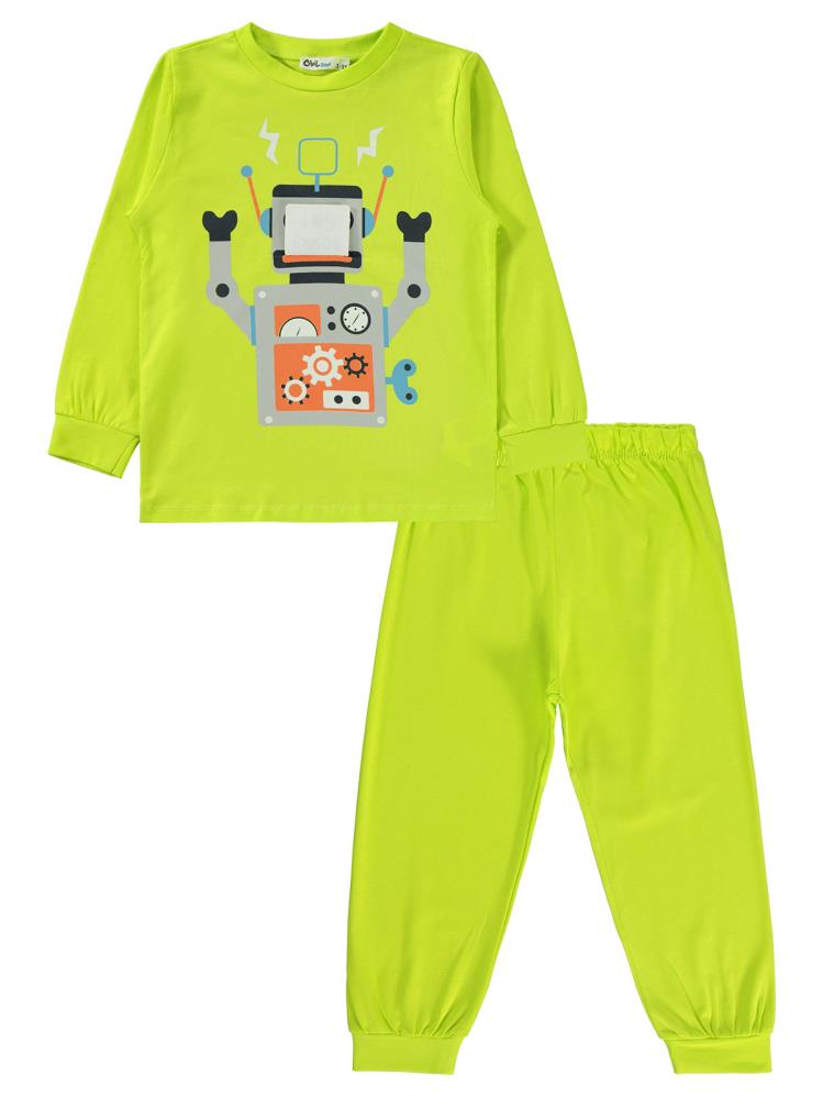 Civil Boys Robot Baskılı 2-5 Yaş Pijama Takımı - Sarı