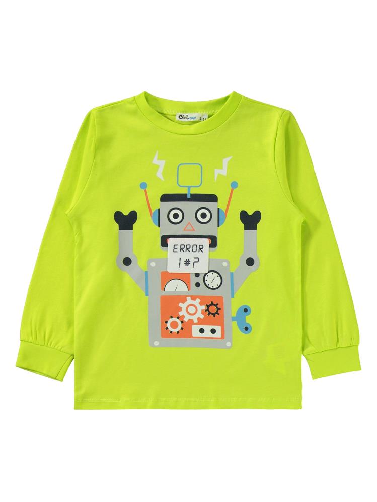 Civil Boys Robot Baskılı 2-5 Yaş Pijama Takımı - Sarı