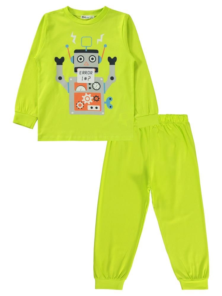 Civil Boys Robot Baskılı 2-5 Yaş Pijama Takımı - Sarı