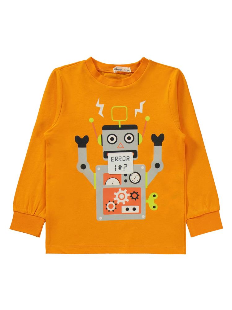 Civil Boys Robot Baskılı 2-5 Yaş Pijama Takımı - Turuncu