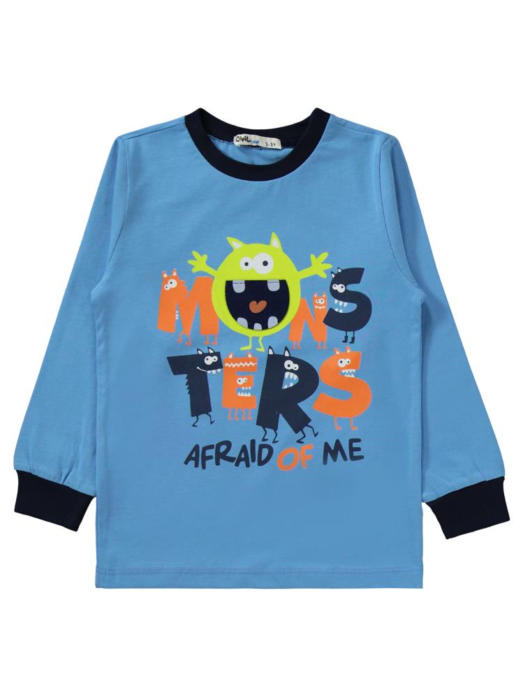 Civil Boys Monster Baskılı 2-5 Yaş Pijama Takımı - Lacivert