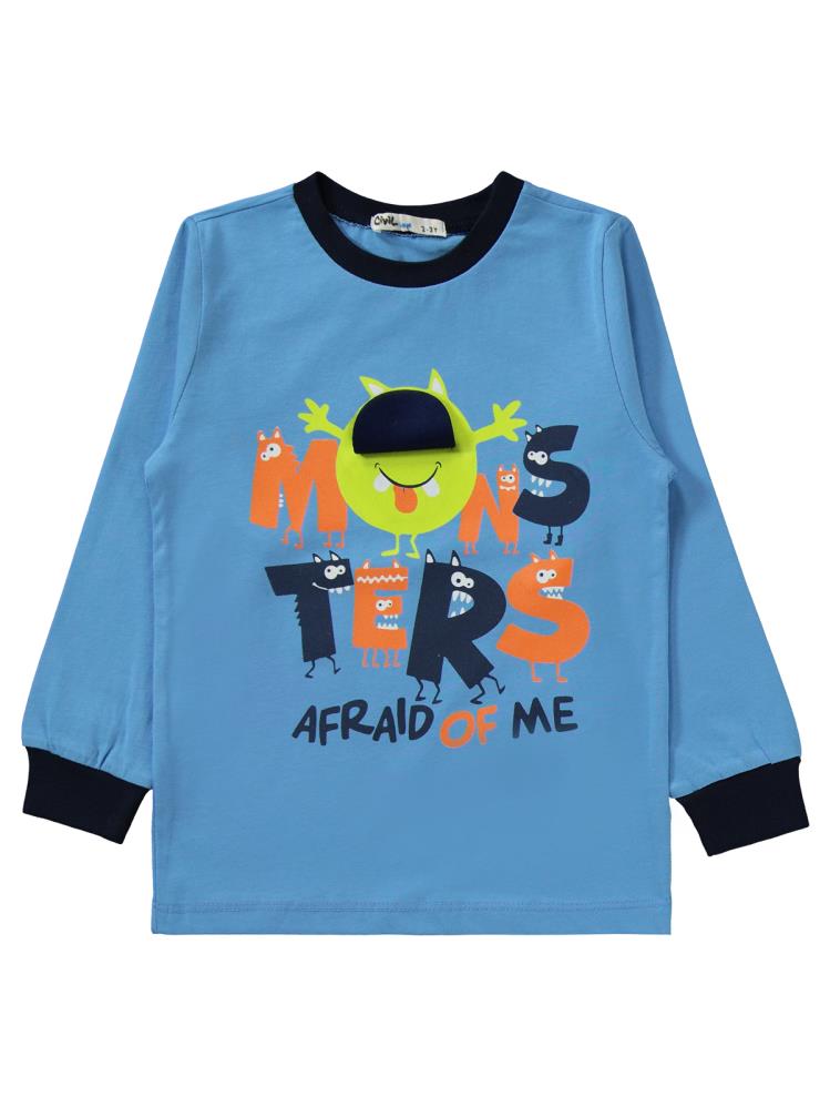Civil Boys Monster Baskılı 2-5 Yaş Pijama Takımı - Lacivert