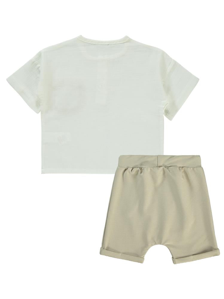 Civil Boys Cebi Hayvan Nakışlı Şortlu 2-5 Yaş Takım - Bej