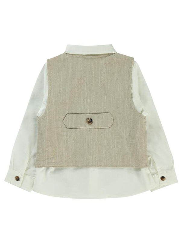 Civil Boys Papyonlu Yelekli 2-5 Yaş Gömlek - Bej