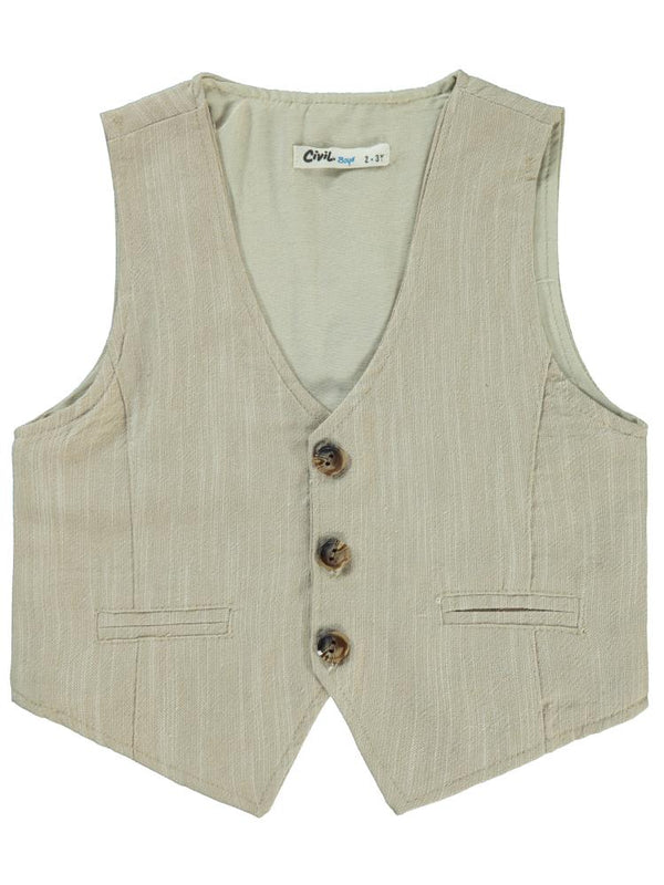 Civil Boys Papyonlu Yelekli 2-5 Yaş Gömlek - Bej