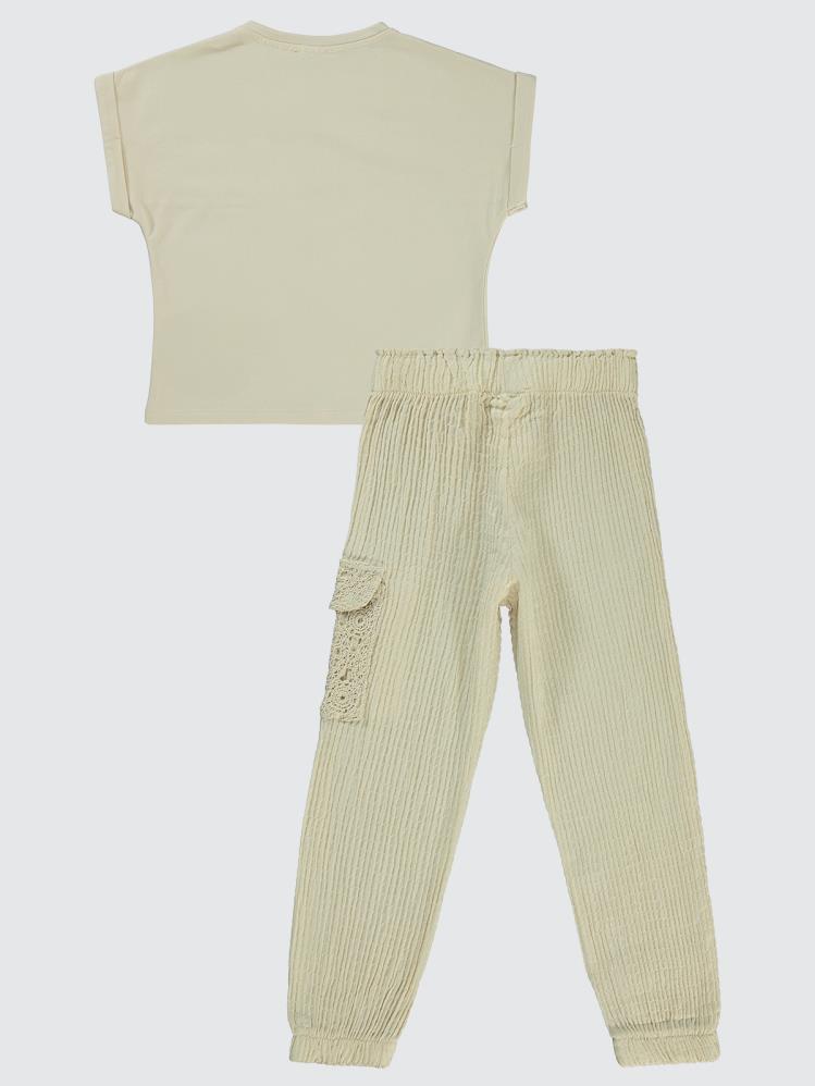 Civil Girls Dantelli Jogger 6-9 Yaş Takım - Bej