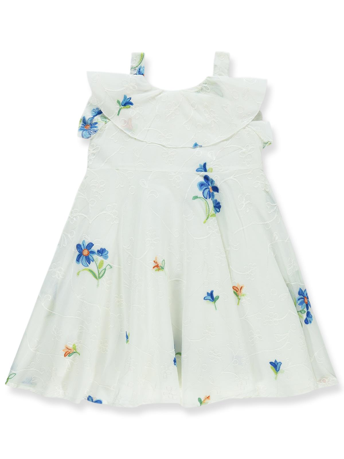 Civil Girls Çiçek Nakışlı 6-9 Yaş Elbise - Ekru