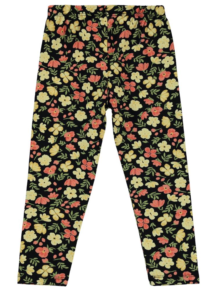 Civil Girls Çiçek Baskılı 2-5 Yaş Tayt - Siyah