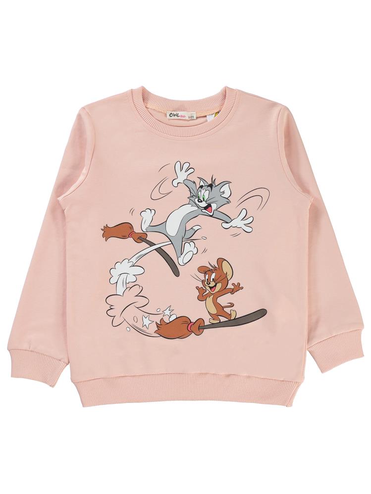 Tom and Jerry 6-9 Yaş Sweatshirt - Pudra