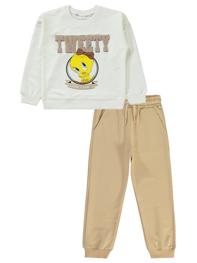 Tweety 6-9 Yaş Eşofman Takımı - Ekru
