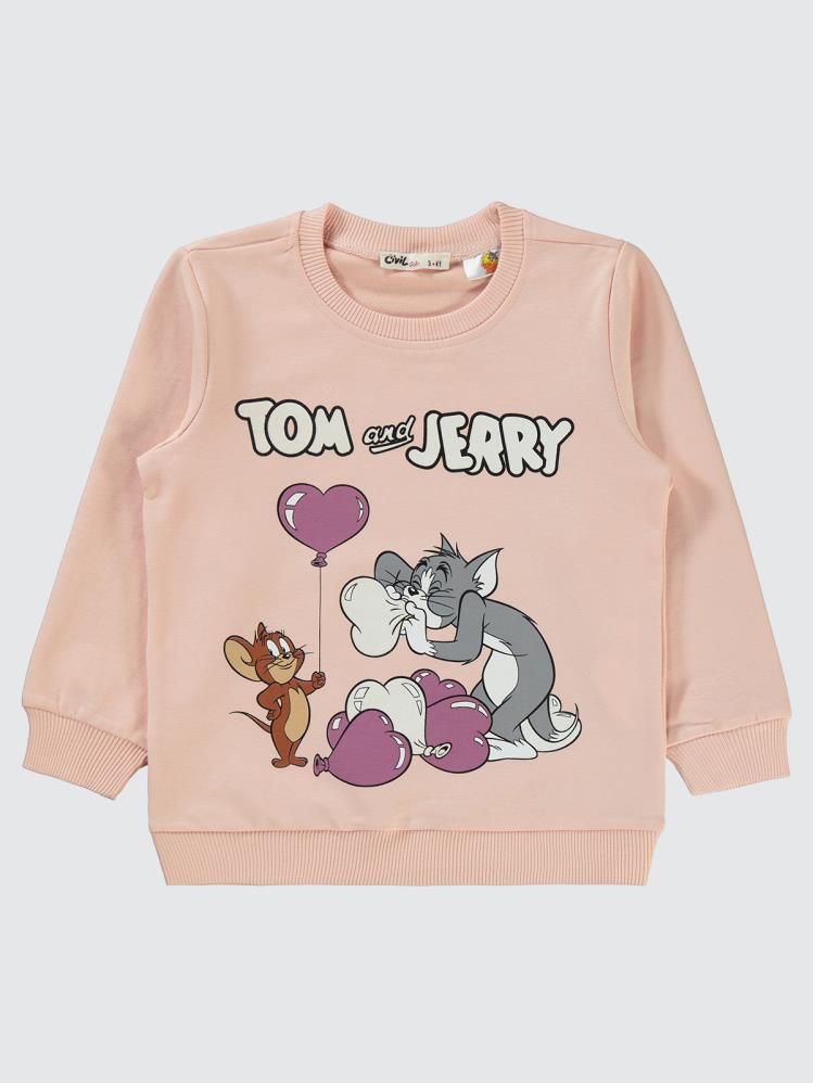 Tom and Jerry 2-5 Yaş Sweatshirt - Pudra