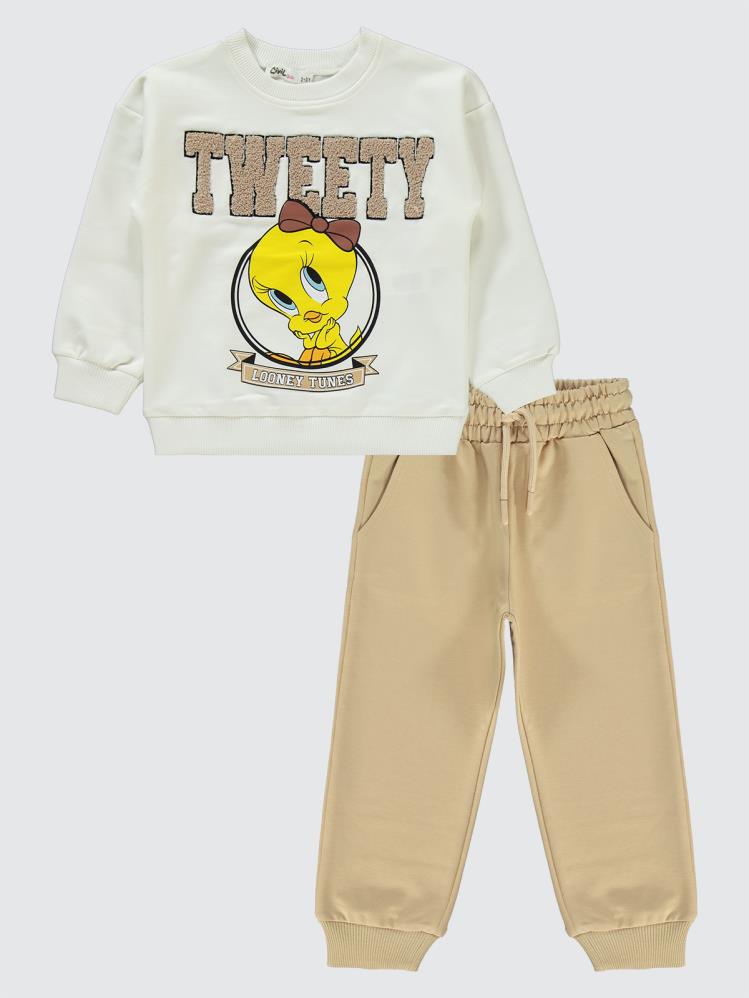 Tweety 2-5 Yaş Eşofman Takımı - Ekru