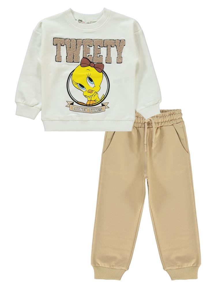 Tweety 2-5 Yaş Eşofman Takımı - Ekru