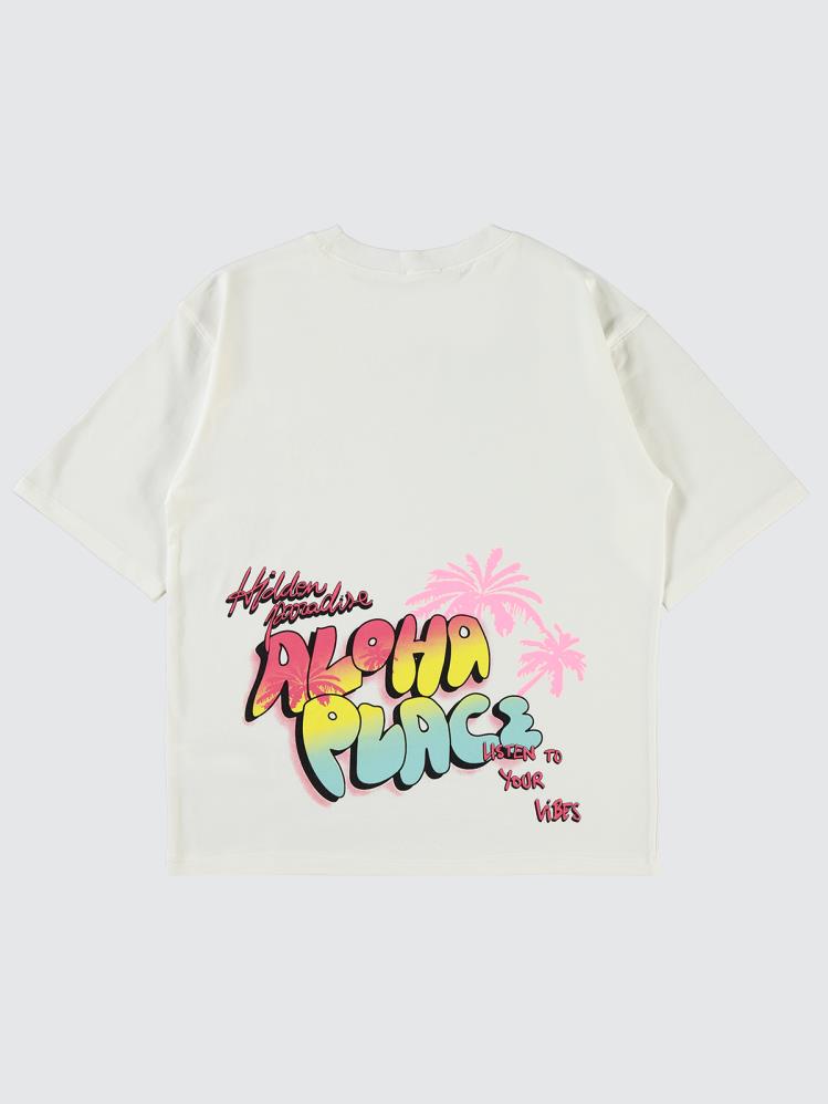 Civil Girls Aloha Place 10-13 Yaş Tişört - Ekru
