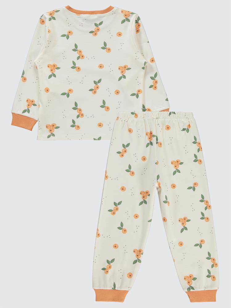 Civil Girls Mandalina Desenli 2-5 Yaş Pijama Takımı - Pudra