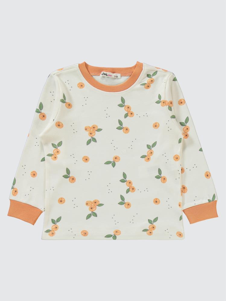 Civil Girls Mandalina Desenli 2-5 Yaş Pijama Takımı - Pudra