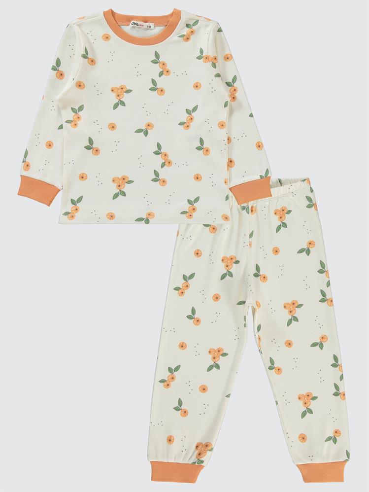 Civil Girls Mandalina Desenli 2-5 Yaş Pijama Takımı - Pudra