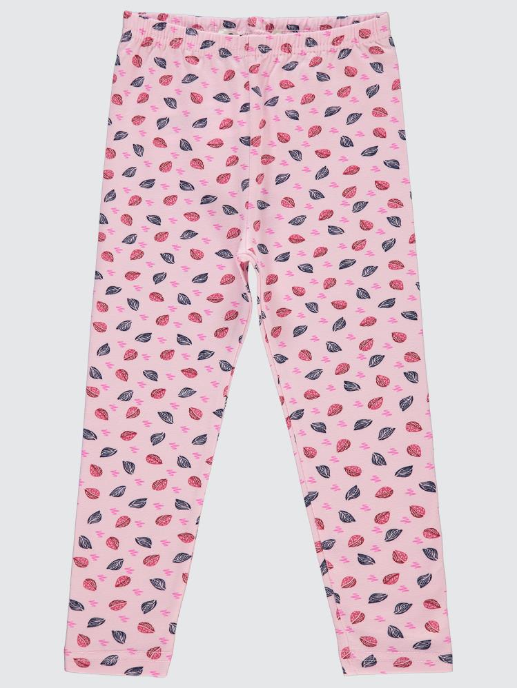 Civil Girls Yaprak Desen 6-9 Yaş Tayt - Pembe