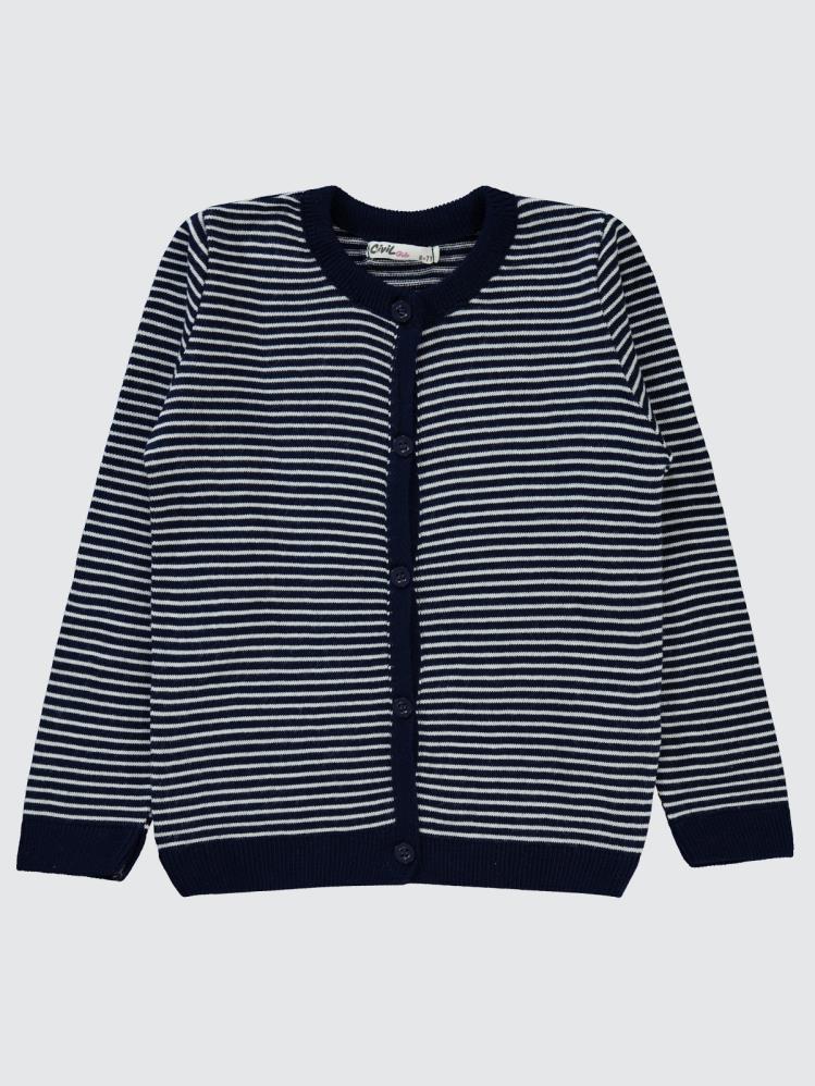 Civil Girls Çizgili 6-9 Yaş Hırka - Lacivert