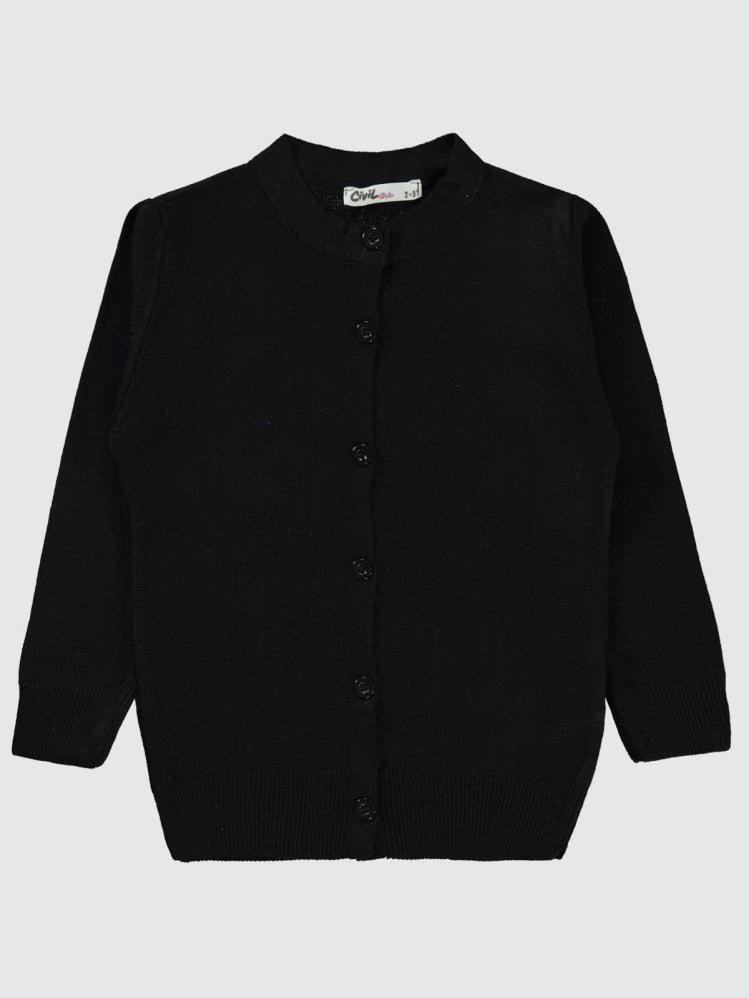 Civil Girls Düz 2-5 Yaş Hırka - Siyah