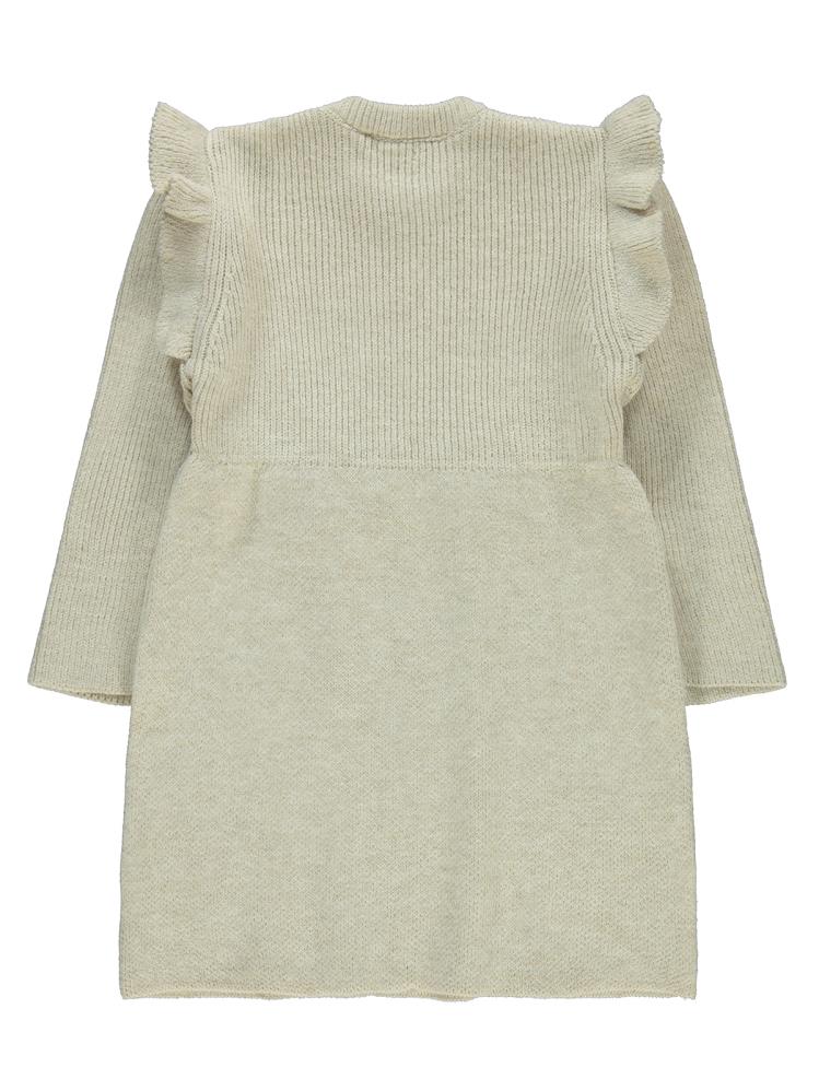 Civil Girls Kol Fırfırlı 6-9 Yaş Elbise - Bej