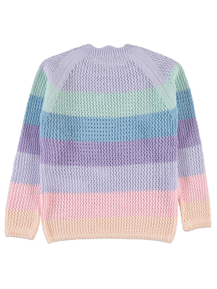 Civil Girls Renkli Çizgili 6-9 Yaş Kazak - Lila