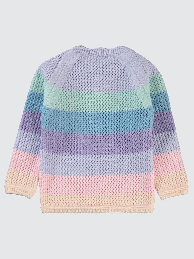 Civil Girls Renkli Çizgili 2-5 Yaş Kazak - Lila