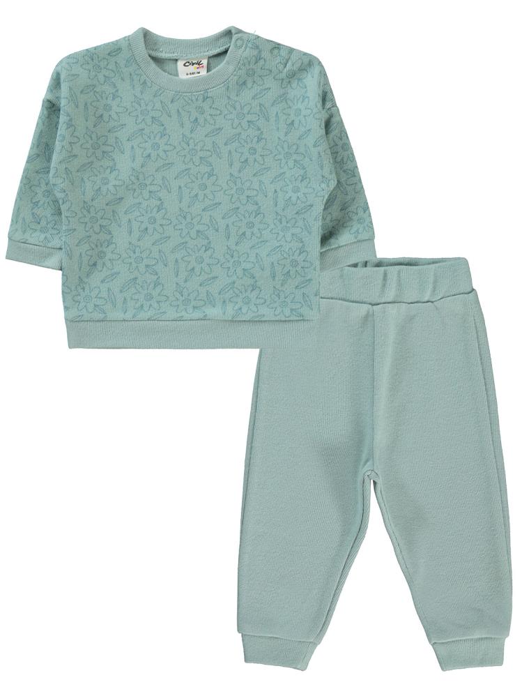 Civil Baby Çiçek Baskılı 6-18 Ay Takım - Yeşil