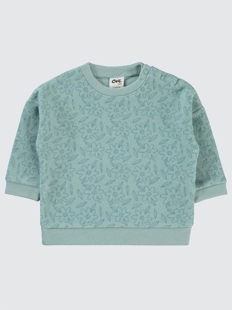 Civil Baby Çiçek Baskılı 6-18 Ay Sweatshirt - Yeşil
