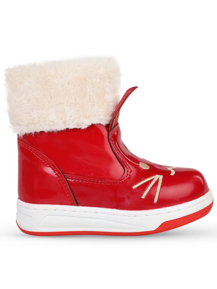 Civil Boots Kedi Nakışlı Rugan 21-25 Numara Bot ve Çizme - Kırmızı
