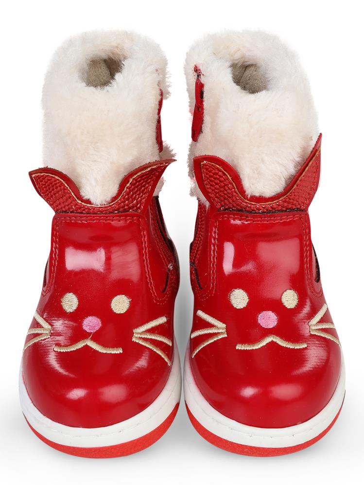 Civil Boots Kedi Nakışlı Rugan 21-25 Numara Bot ve Çizme - Kırmızı