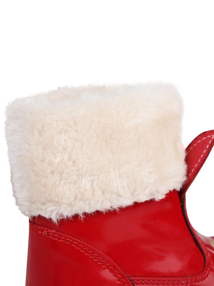 Civil Boots Kedi Nakışlı Rugan 21-25 Numara Bot ve Çizme - Kırmızı