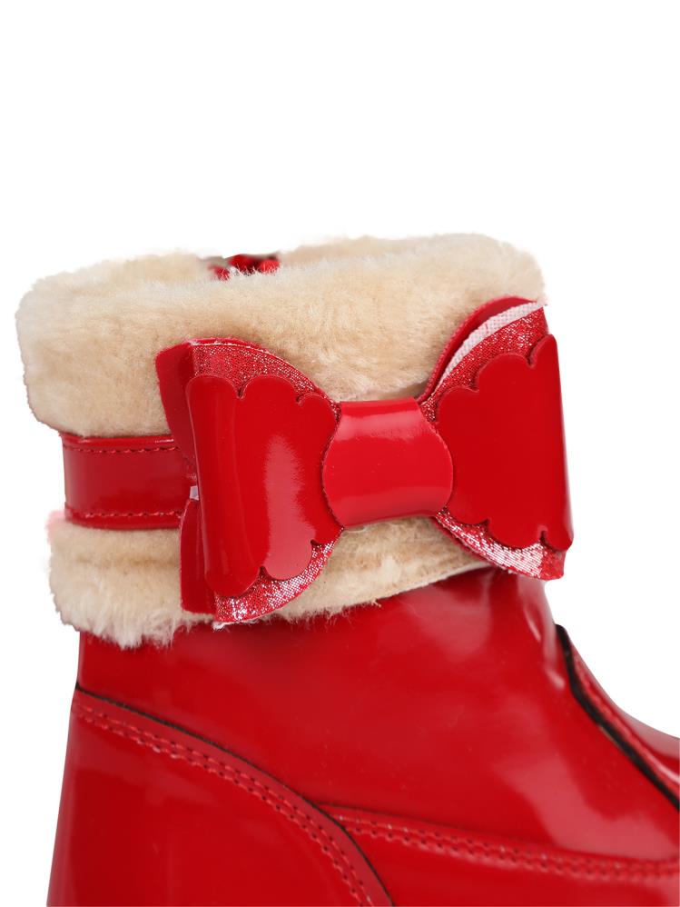 Civil Boots Kürklü Rugan 26-30 Numara Bot ve Çizme - Kırmızı