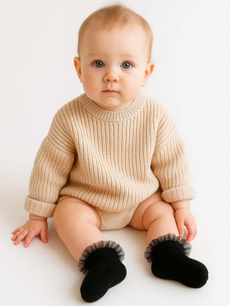 Civil Baby Tüllü Çorap 0-24 Ay Bebek Kız Soket Çorap - Siyah