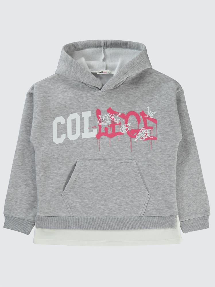 Civil Girls College Baskılı 10-13 Yaş Sweatshirt - Gri