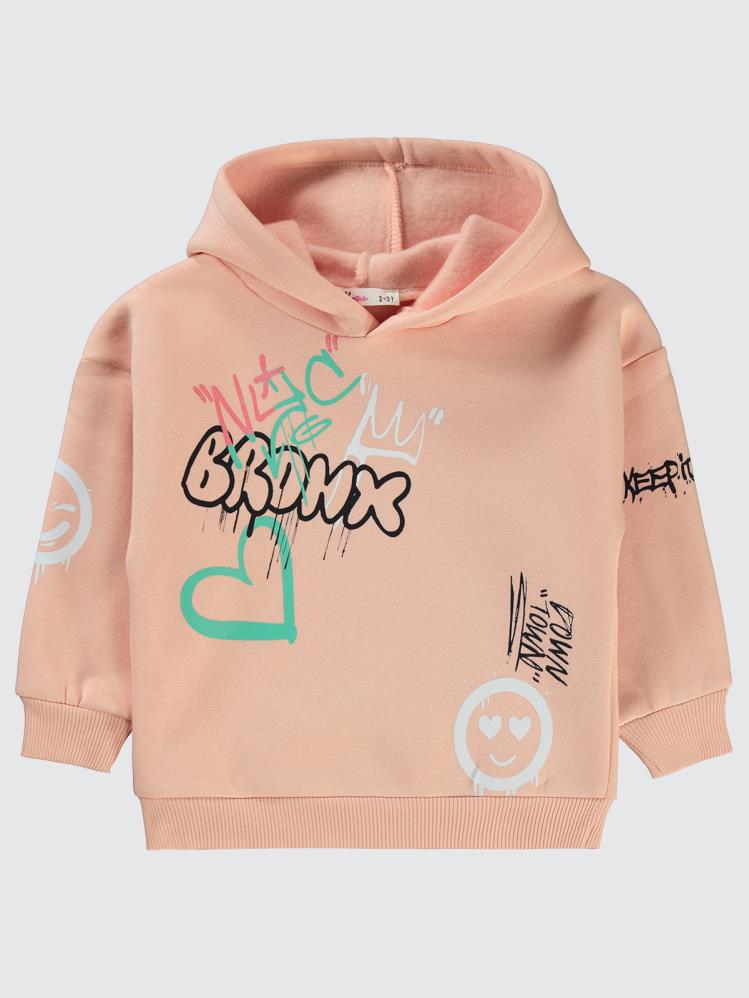 Civil Girls Grafitiy Baskılı 2-5 Yaş Sweatshirt - Pudra