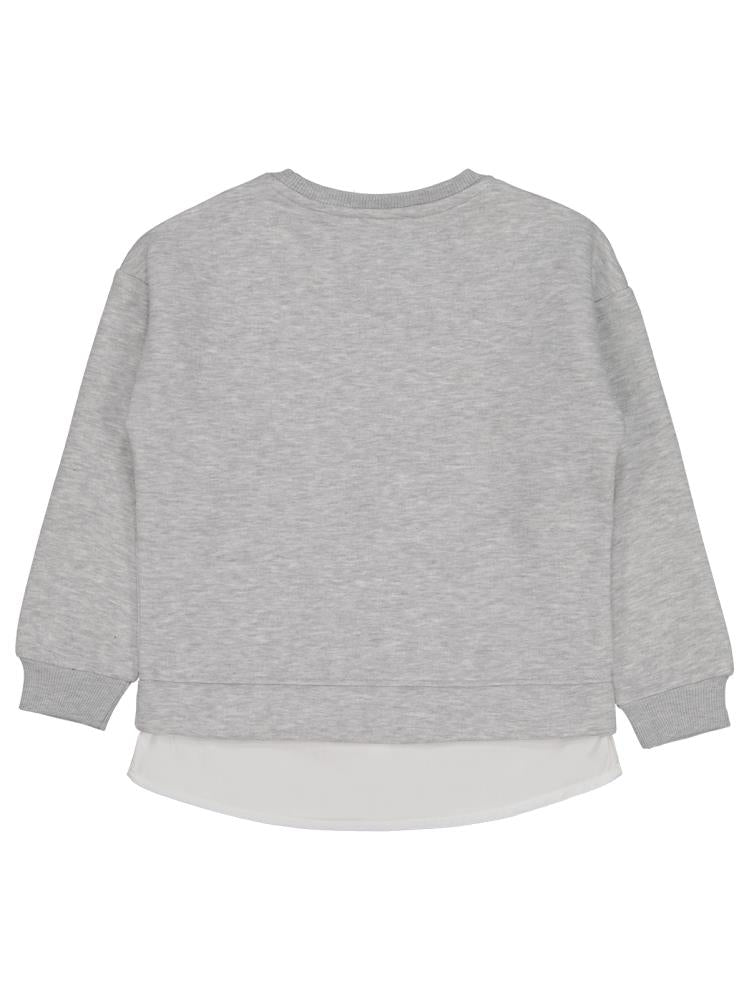 8968 Civil Girls Love You Forever Baskılı 6-9 Yaş Sweatshirt - Gri