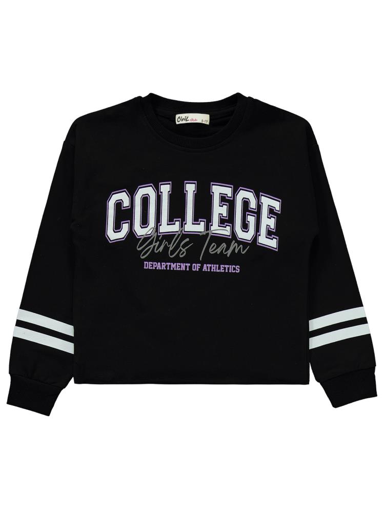 Civil Girls College Baskılı 6-9 Yaş Eşofman Takımı - Siyah