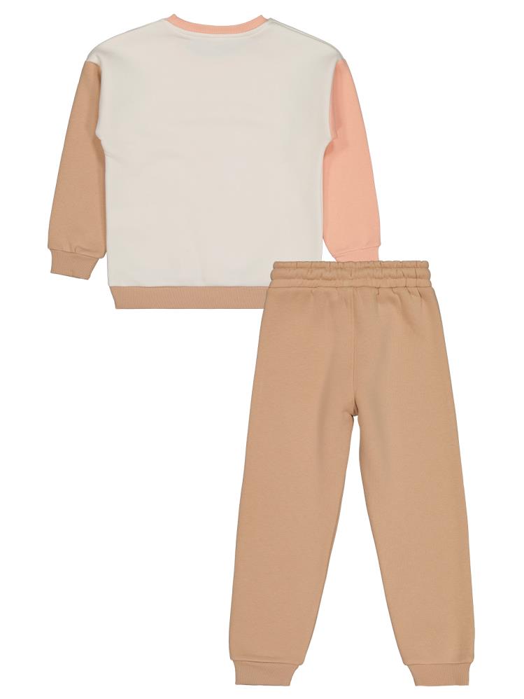 Civil Girls Kalp Baskılı 6-9 Yaş Eşofman Takımı - Bej