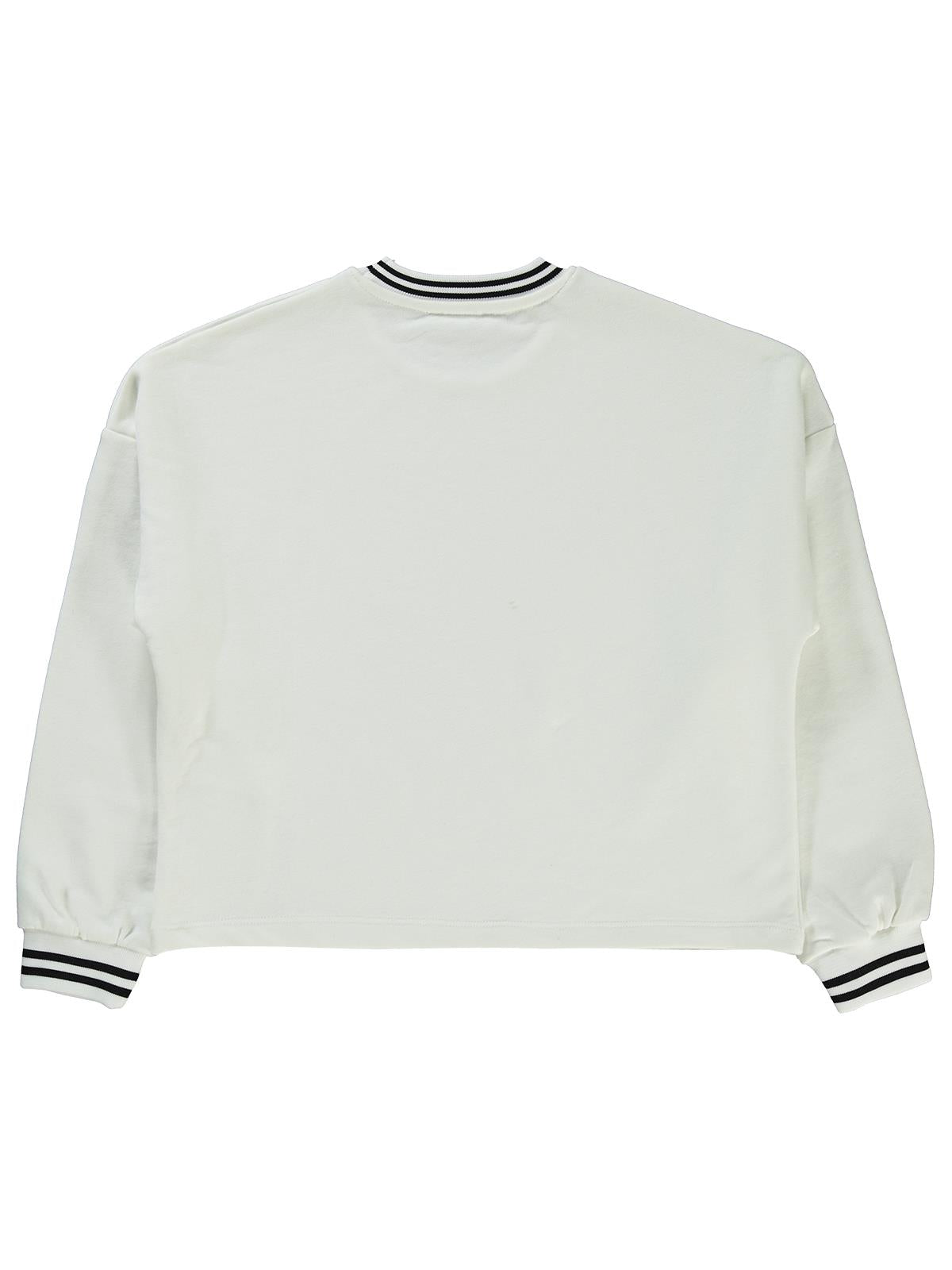 Civil Kız Çocuk California Baskılı Sweatshirt | 3 İp Şardonsuz | Okul Kreş ve Günlük Kullanım - Ekru