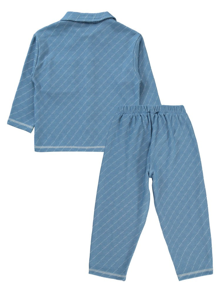 Civil Boys Baklava Desenli 2-5 Yaş Pijama Takımı - Mavi