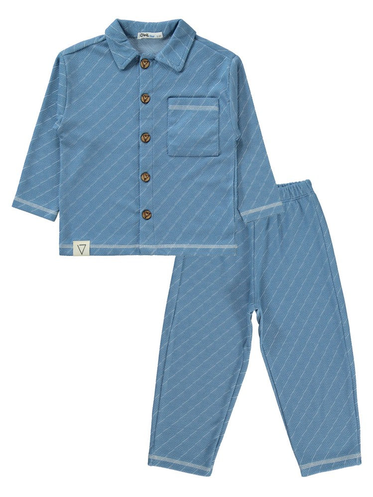 Civil Boys Baklava Desenli 2-5 Yaş Pijama Takımı - Mavi